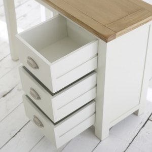 Cotswold Cream Painted Pedestal Dressing Table with Oak Top - Drawers