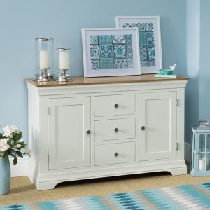 Country Cream Painted Oak Large Sideboard