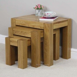 Chunky Solid Oak Nest of Tables