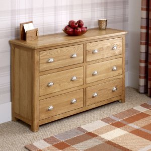 Kent Oak 6 Drawer Wide Chest