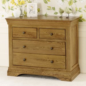 French Louis Oak 2 over 2 Chest of Drawers