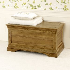 French Louis Oak Ottoman Blanket Bedding Box