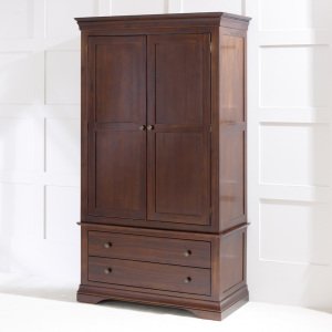 French Hardwood Mahogany Stained Double Wardrobe