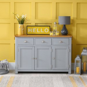 Manor Grey Painted 3 Drawer 3 Door Sideboard