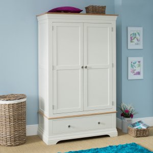 French Country Cream Painted 2 Door Double Wardrobe