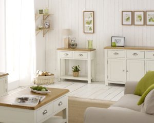 Cotswold Cream Painted 2 Drawer Console Table - In Room