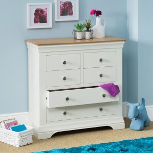 French Country Cream Painted Oak 4 over 2 Drawer Chest