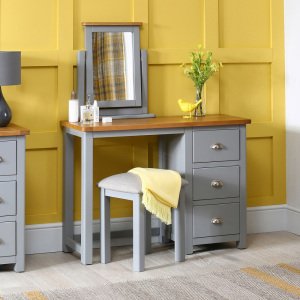 Manor Grey Painted Dressing Table with Mirror and Stool 