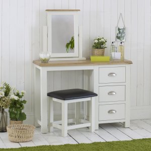 Cotswold Cream Painted Dressing Table Set with Mirror and Stool