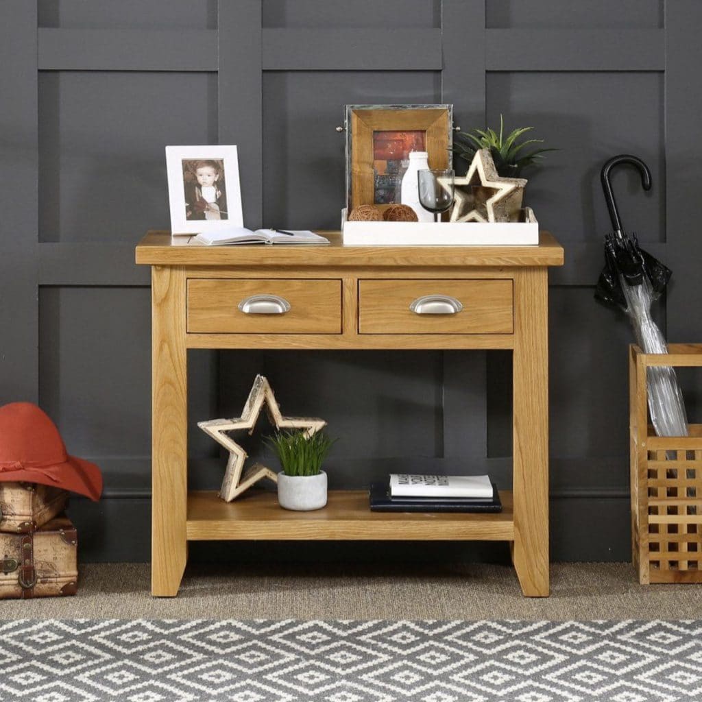 Cheshire oak 2 drawer hall console table