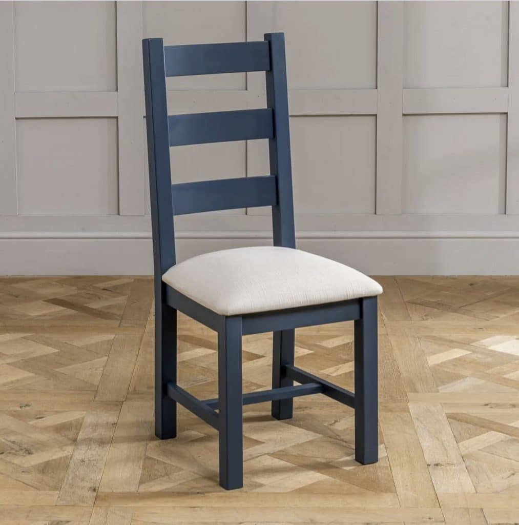 Westbury blue painted ladder back dining chair