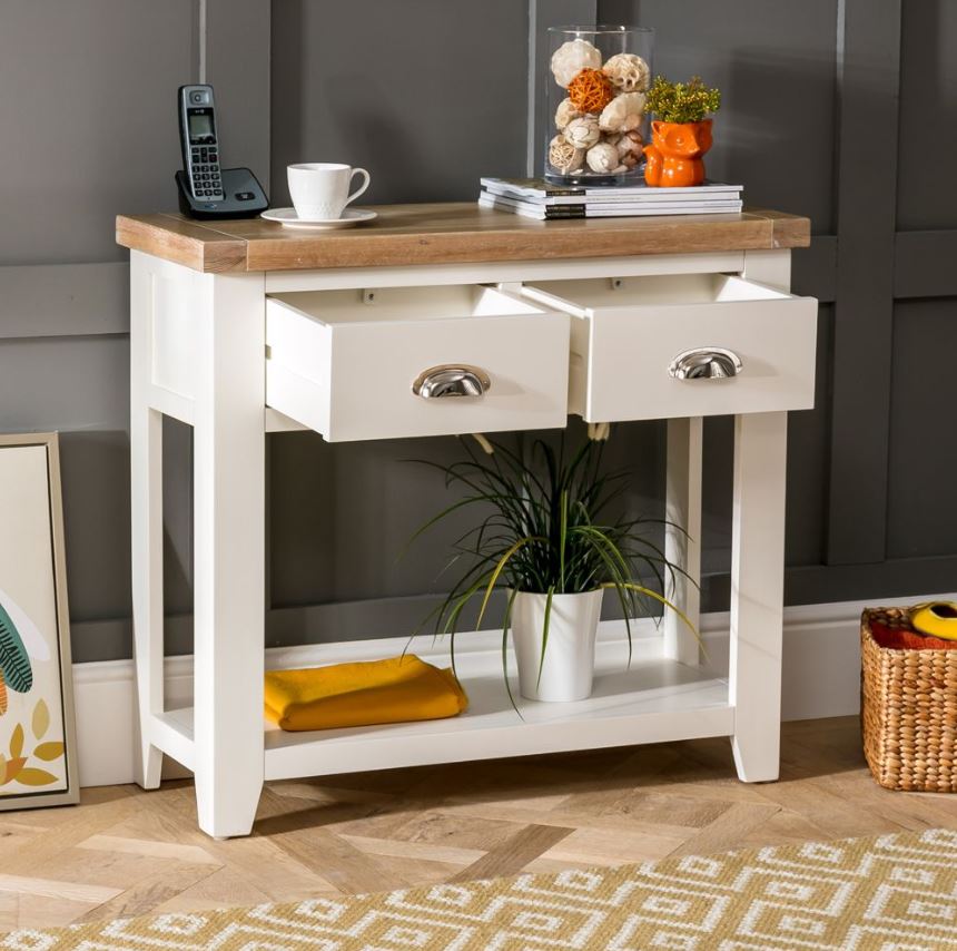 Transform your Hallway with our Cheshire Cream Painted 2 Drawer Hall Console Table