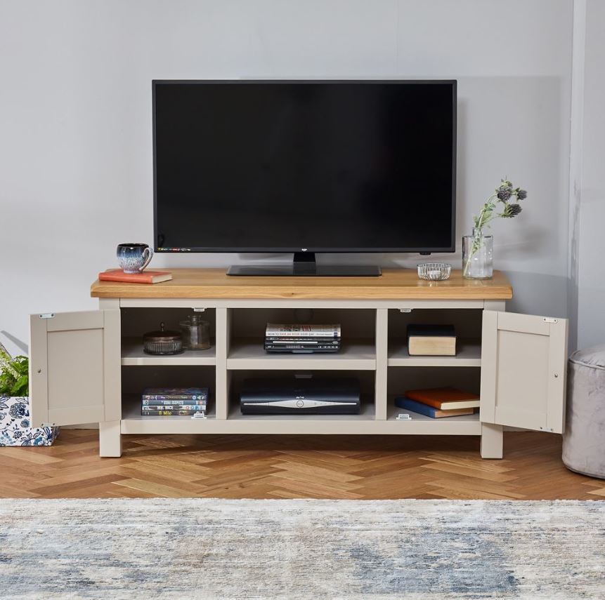 Cotswold Grey Painted Widescreen TV Unit