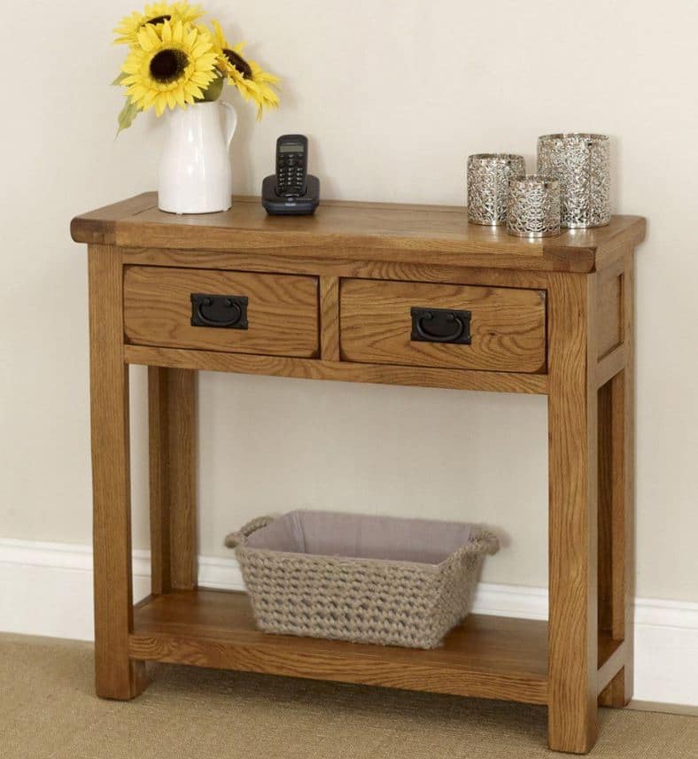 Make the Most of Your Hallway with our Rustic Oak 2 Drawer Hall Table