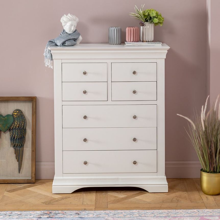 Wilmslow White Painted Tall 4 over 3 Drawer Chest of Drawers