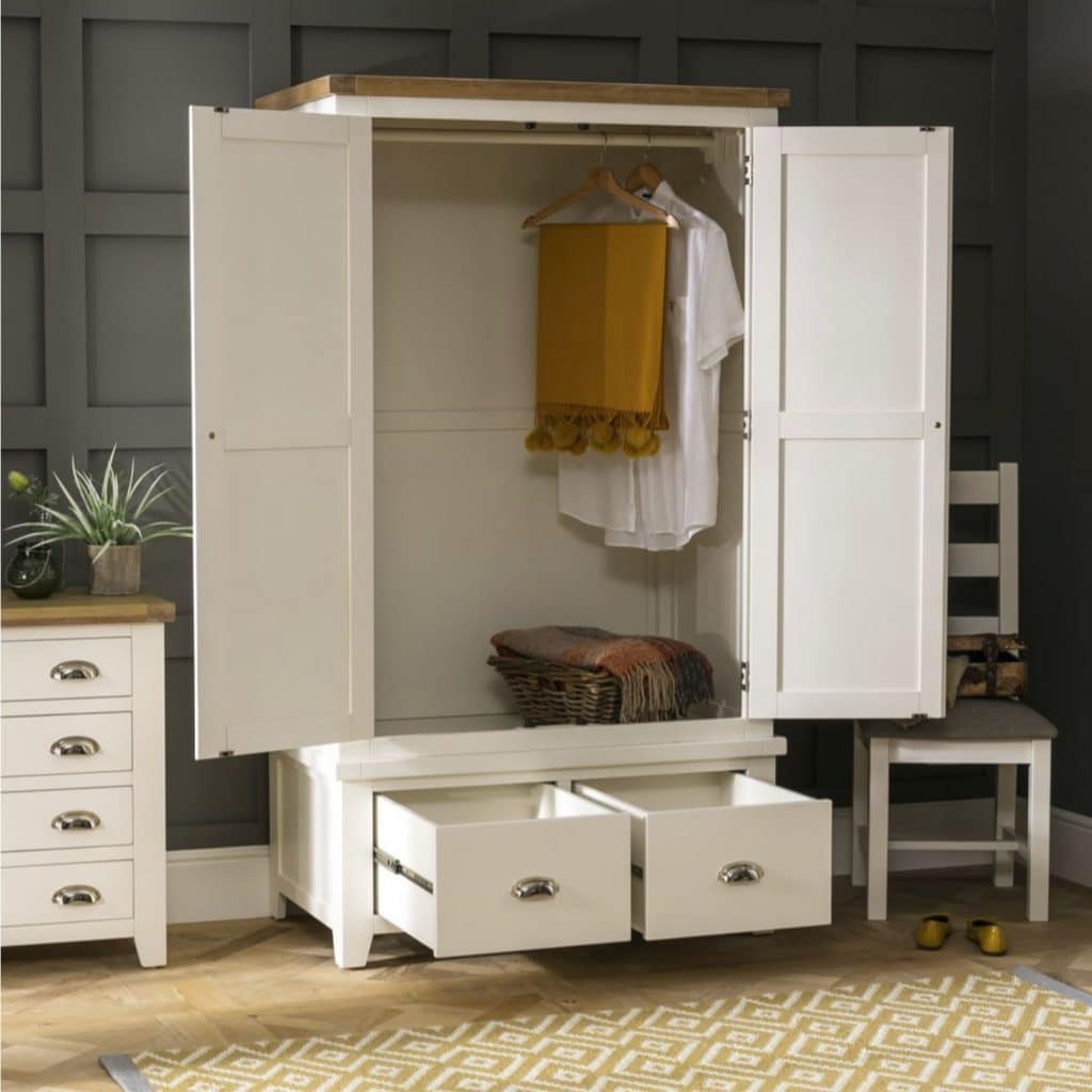 Cheshire Cream Double 2 Door Wardrobe with 2 Drawers