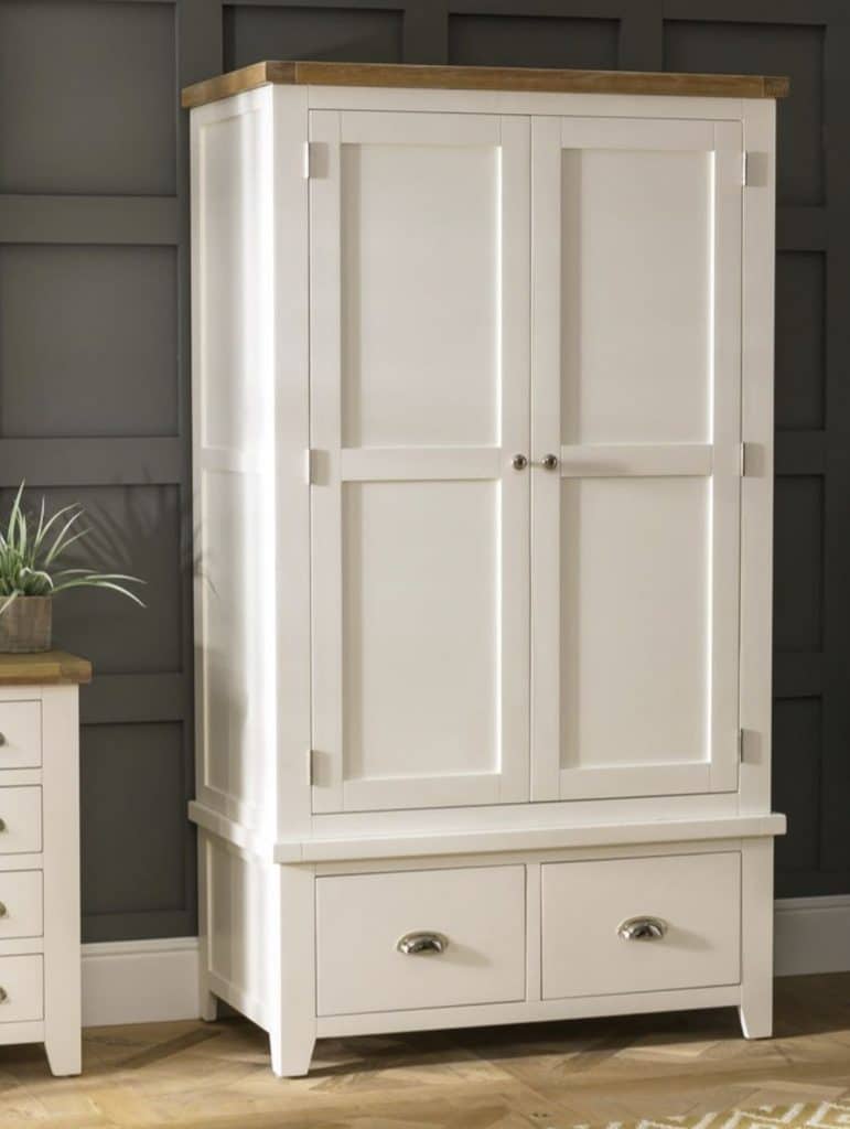 Cheshire Cream Double 2 Door Wardrobe with 2 Drawers