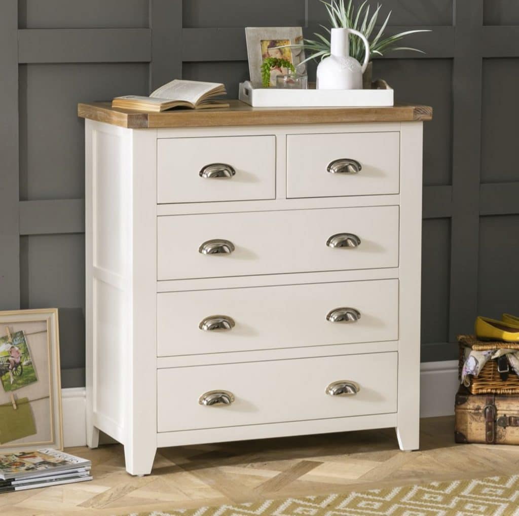 Cheshire Cream Painted 2 over 3 Drawer Chest of Drawers