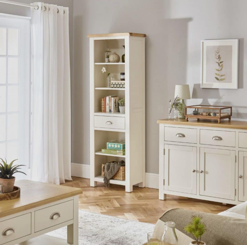 Cotswold Cream Painted Narrow Bookcase