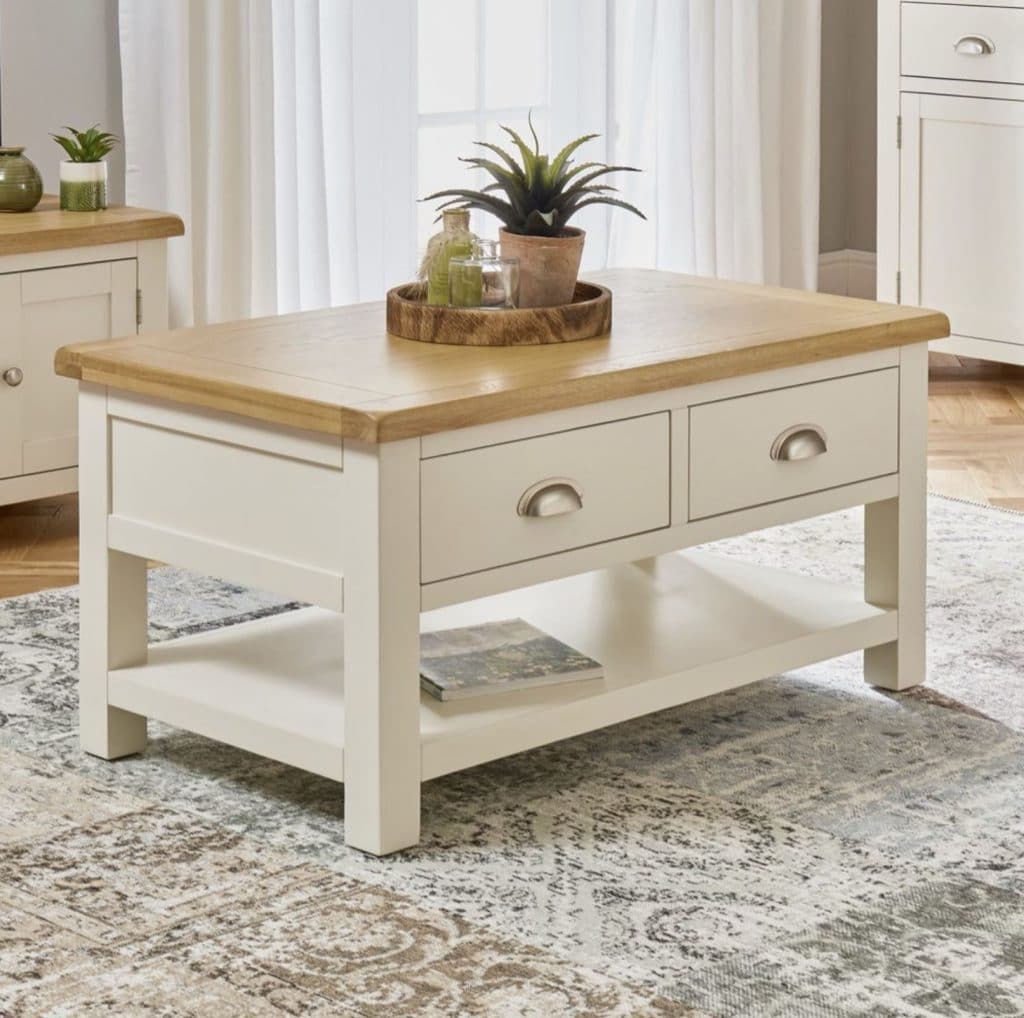 The Cotswold Cream 2 Drawer Coffee Table