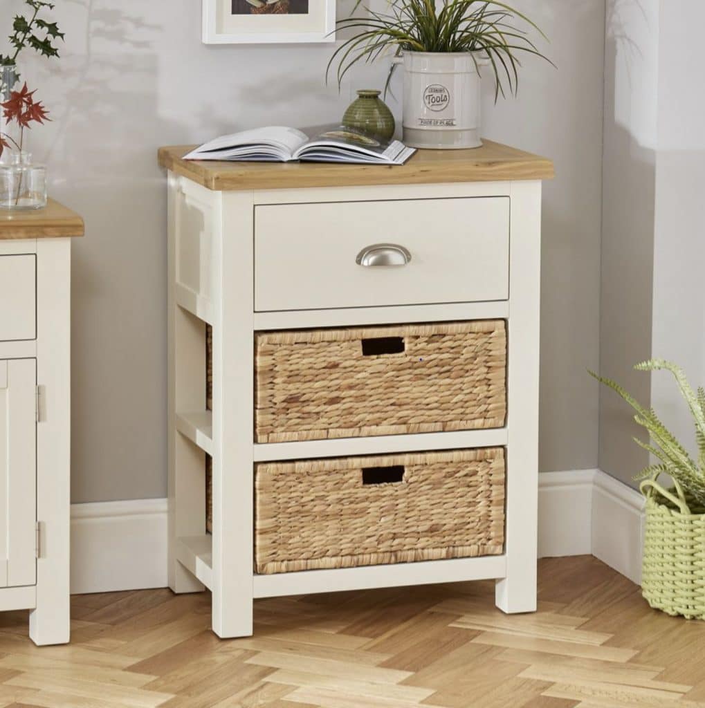 Cotswold cream painted small console table with oak top