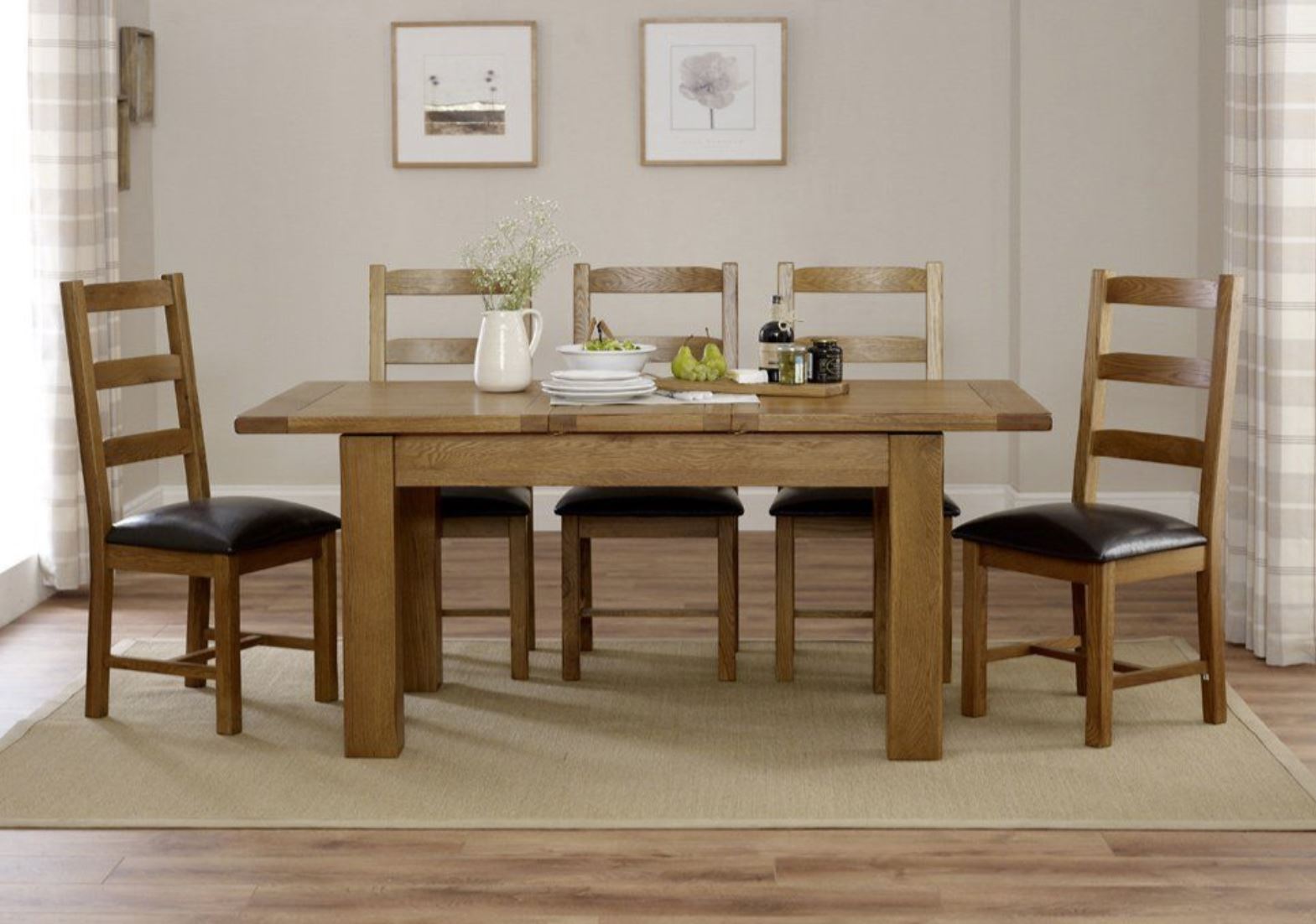 Entertain in Style with our Rustic Oak Medium Extending Dining Table Set