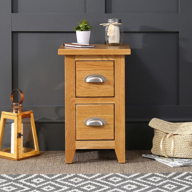 slim 2 drawer bedside table