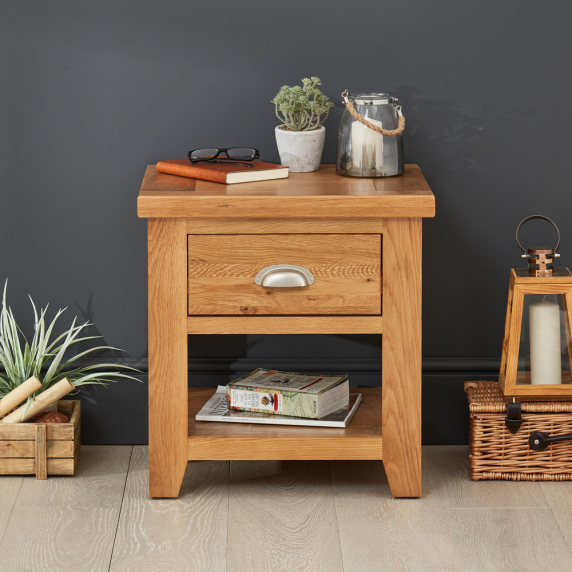 Cheshire Oak 1 Drawer Lamp Side Table