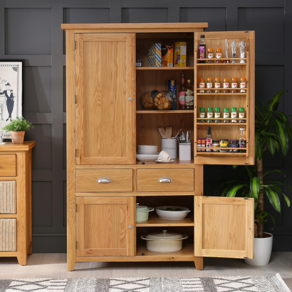 Cheshire Oak Large Kitchen Larder Pantry Cupboard