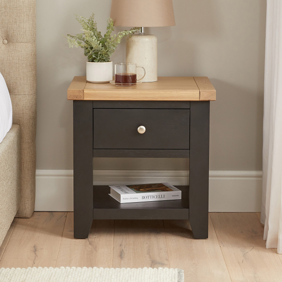 Cheshire Black Painted Oak 1 Drawer Side Lamp Table