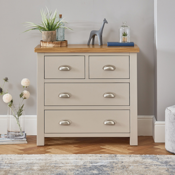 Cotswold Grey Painted 2 over 2 Drawer Chest