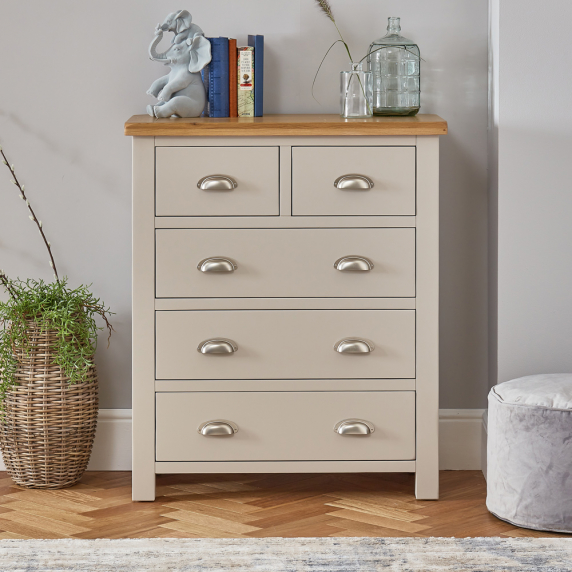 Cotswold Grey Painted 2 over 3 Drawer Chest