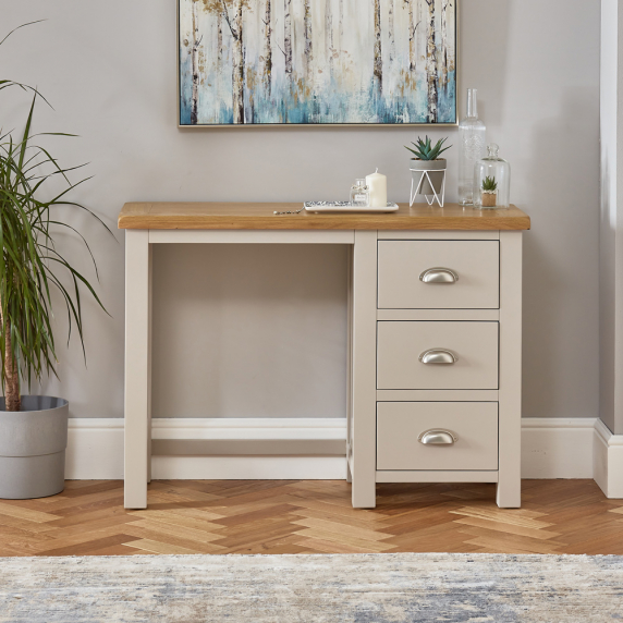 Cotswold Grey Painted 3 Drawer Pedestal Dressing Table