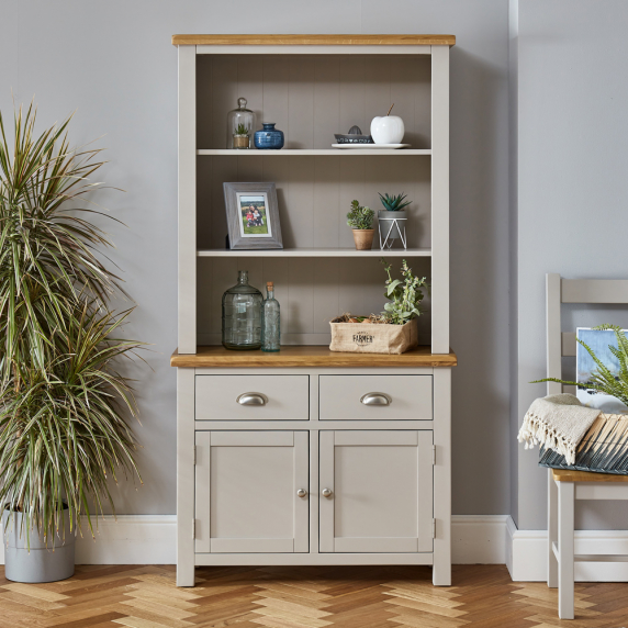 Cotswold Grey Painted Medium Sideboard with Bookcase Dresser Top