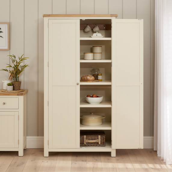 Marbury Cream Painted Double Shaker Kitchen Pantry Cupboard