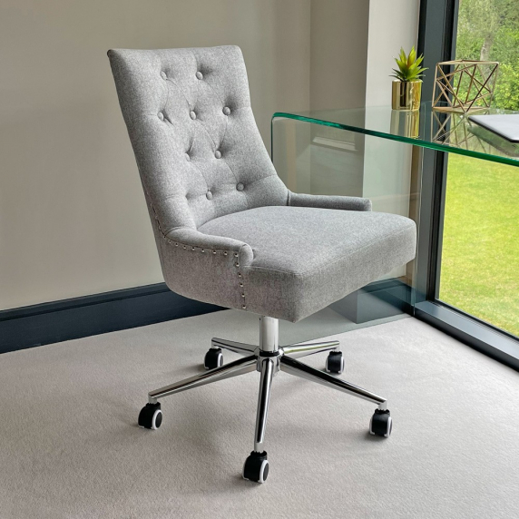 Luxury Grey Fabric Scoop Back Office Chair