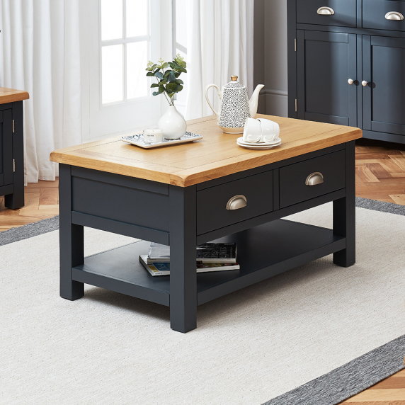 Cotswold Charcoal Grey Painted 2 Drawer Coffee Table