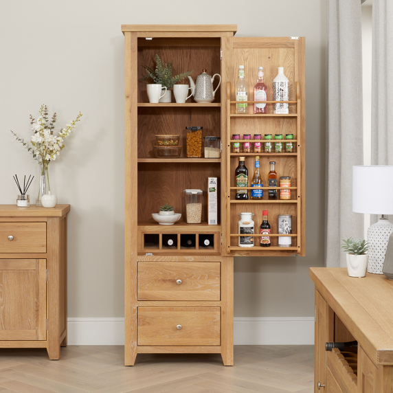 Cheshire Weathered Limed Oak Single Kitchen Larder Pantry Cupboard