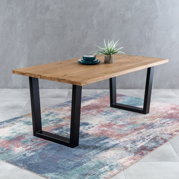 Metro Industrial Oak Medium 1.9m V-Base Dining Table - 6 Seater