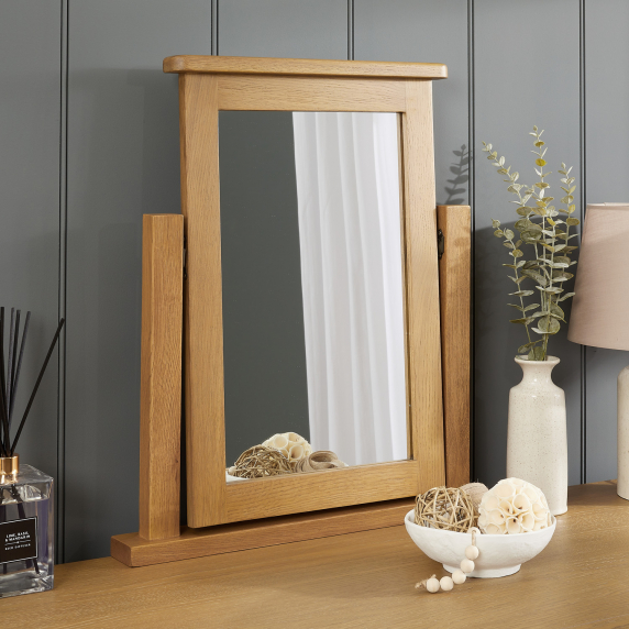 Cotswold Rustic Smoked Oak Vanity Dressing Table Mirror