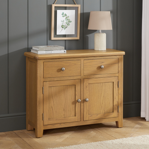 Cotswold Rustic Smoked Oak Medium 2 Door 2 Drawer Sideboard