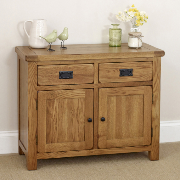 Rustic Oak 2 Drawer 2 Door Medium Sideboard