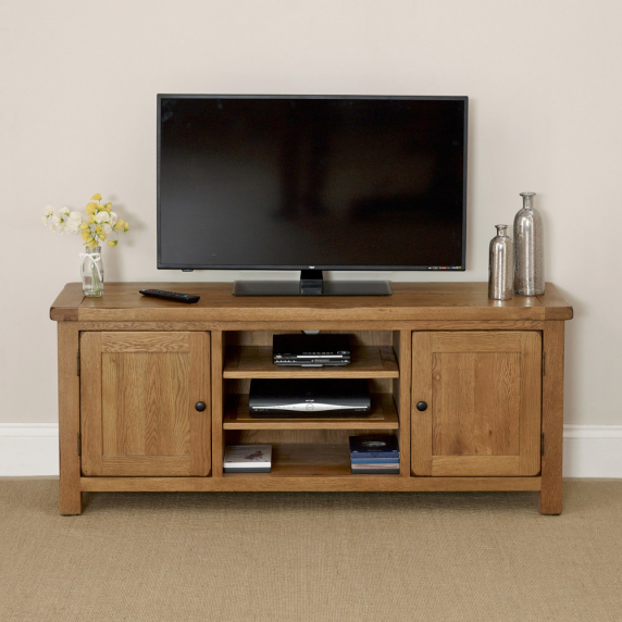 Rustic Oak Widescreen TV Unit Cabinet - Up to 60