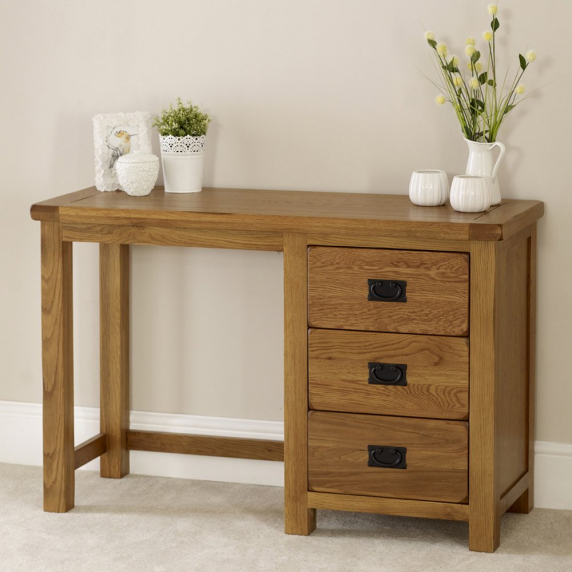 Rustic Oak Pedestal Dressing Table