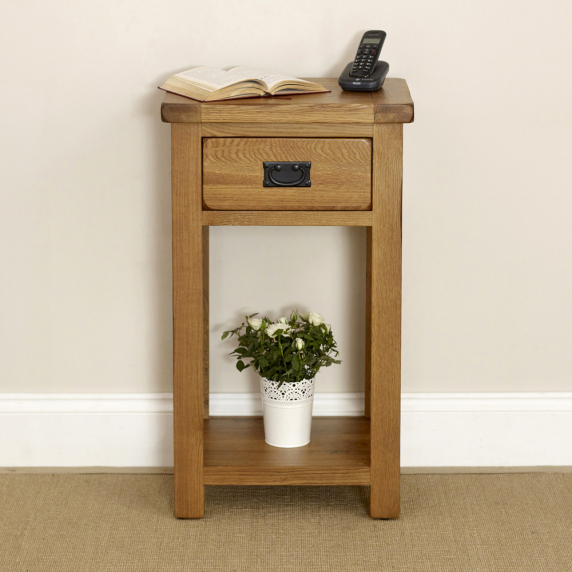 Rustic Oak Small Hall Console Table