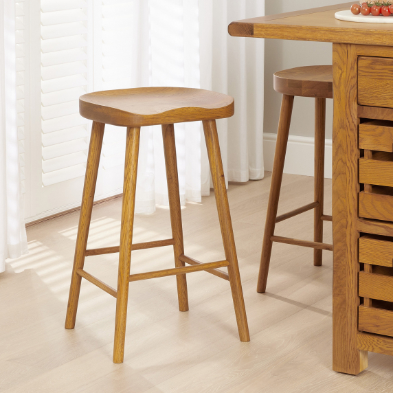 Rustic Solid Oak Counter Bar Stool