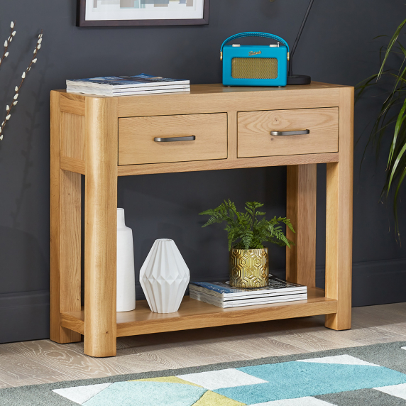 Soho Oak 2 Drawer Console Hall Table