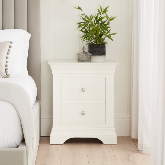 Wilmslow White Painted 2 Drawer Bedside Table