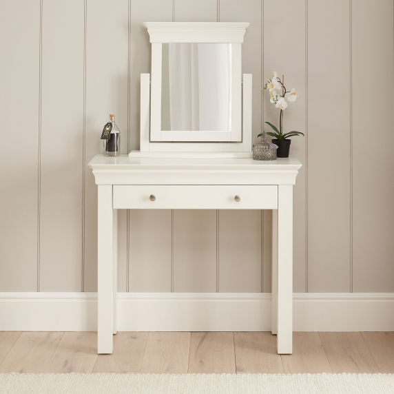 Wilmslow White 1 Drawer Dressing Table Set with Mirror Stool The Furniture Market