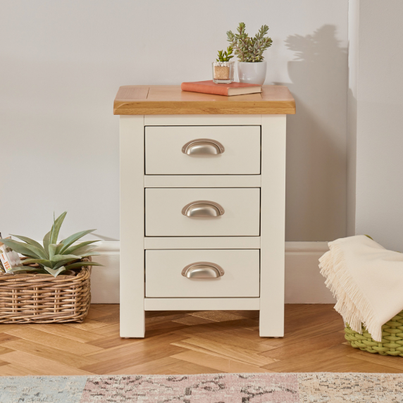 Cotswold Cream Painted 3 Drawer Bedside